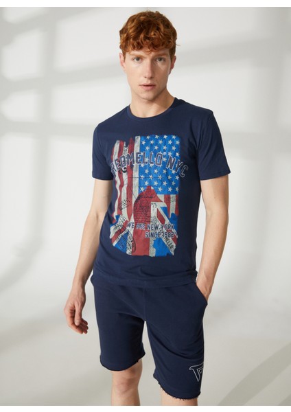 Bisiklet Yaka Mavi Erkek T-Shirt FM23S24TGBLUE fırsatları