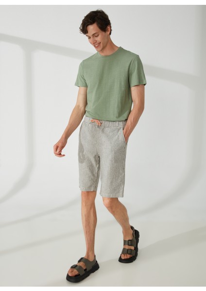 Normal Bel Slim Fit Mavi Erkek Bermuda Şort FM23S37ETBLUE