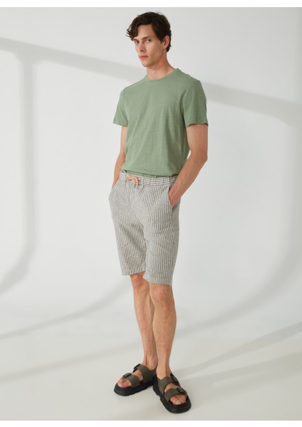 Normal Bel Slim Fit Mavi Erkek Bermuda Şort FM23S37ETBLUE
