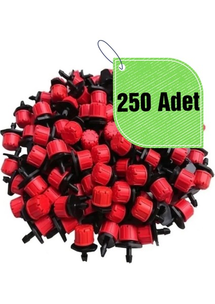 Kırmızı Debi Ayarlı Damlatıcı 0-70 Lt/h 250 Adet