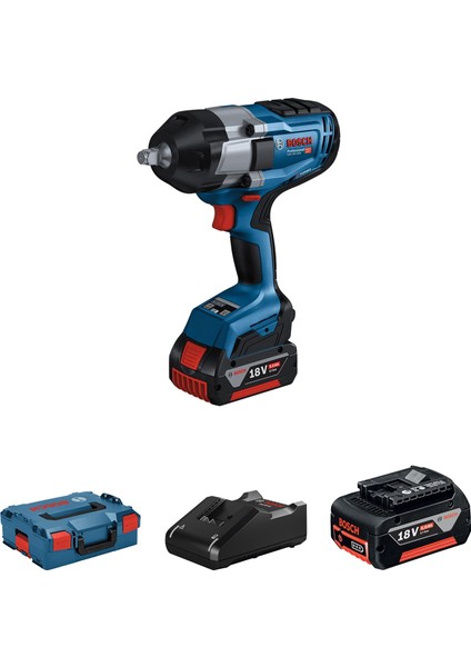 Professional Gds 18V-1000 Akülü Darbeli Somun Sıkma (18 Volt, 2 x 5,0 Ah Akü, Şarj Cihazı, L-Boxx Çanta, 1.000 Nm Maks. Tork, 1/2" Kare Uç Girişi)