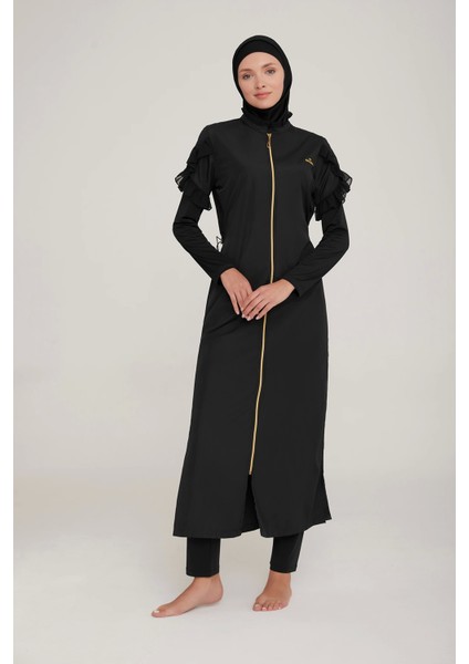 1255 Önden Fermuarlı Uzun Kol Tesettür Mayo modelleri