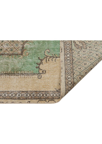 Ilham Verici Vintage El Işlemeli Yün Eşsiz Halı Halısı - 126X236 cm 9981