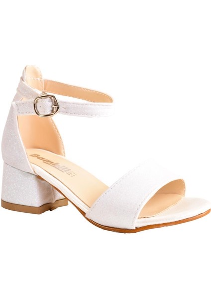 Genç Kız Çocuk Bilekten Bağlamalı Topuklu Simli Abiye Ayakkabı fiyatları