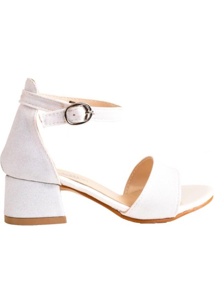 Genç Kız Çocuk Bilekten Bağlamalı Topuklu Simli Abiye Ayakkabı modelleri