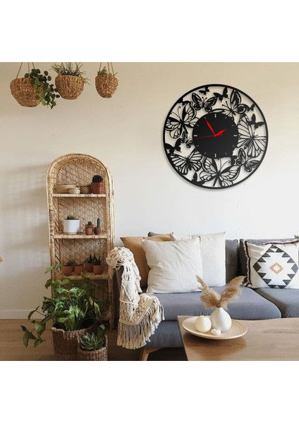 Duvar Saati Kelebek Tasarımlı Ev ve Ofis Için Dekoratif Metal Duvar Saati