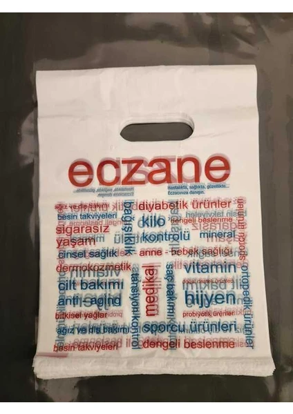 Eczane Poşeti El Geçme Eczane Temalı Orta Boy 24X31 cm 1650 Adet - 5 Kg'lık Paket