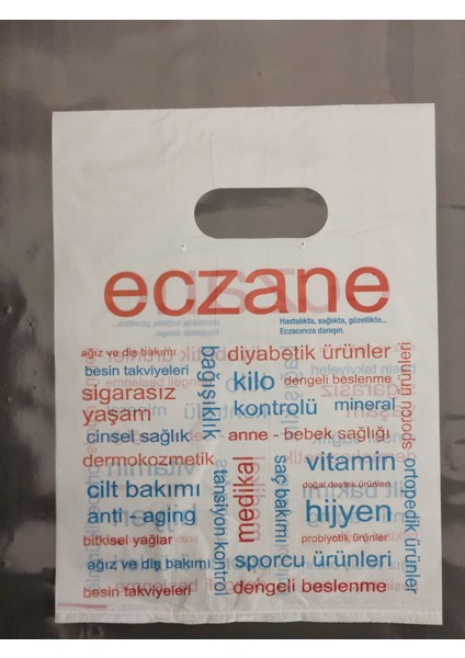 Eczane Poşeti El Geçme Eczane Temalı 22X33 cm Orta Boy 3000 Adet - 10 Kg'lık Paket