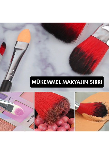 7'li Makyaj Fırça Seti Metal Kutulu Siyah