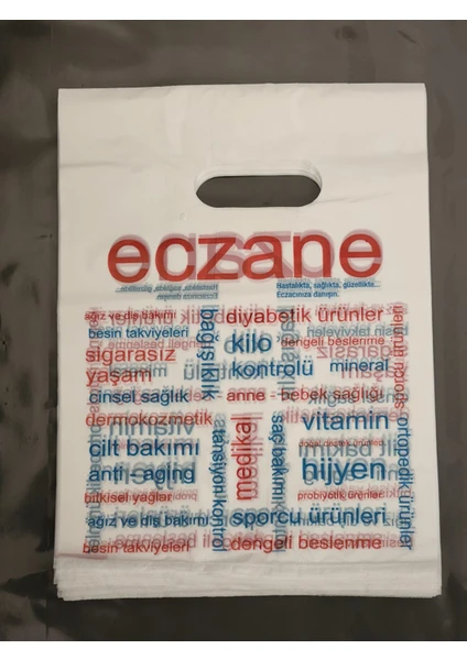 Eczane Poşeti El Geçme Eczane Temalı 24X31 cm Orta Boy 3300 Adet - 10 Kg'lık Paket