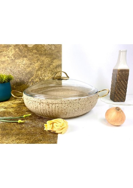 Istiridye Gold Granit 30 Cm Basık Tencere