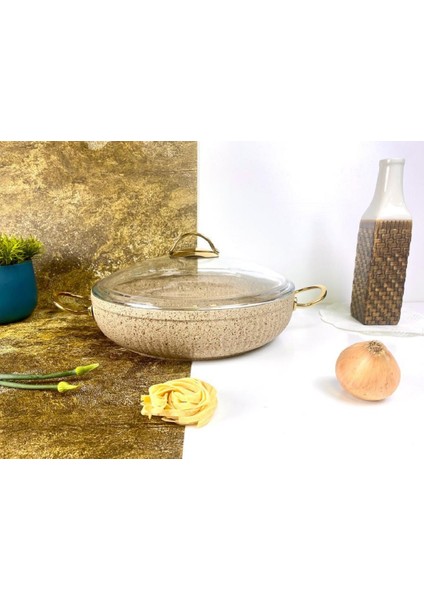 Istiridye Gold Granit 28 Cm Basık Tencere