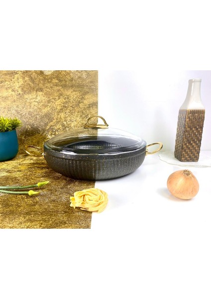 Istiridye Gold Granit 28 Cm Basık Tencere