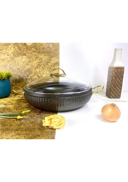 Istiridye Gold Granit 30 Cm Basık Tencere