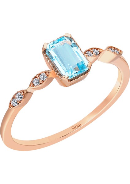 Pırlanta ve Mavi Topaz Taşlı Aqua Yüzük 0417R0317