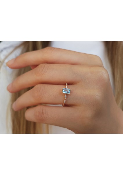 Pırlanta ve Mavi Topaz Taşlı Aqua Yüzük 0417R0317 fırsatları