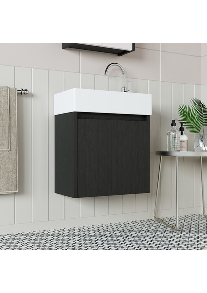 Ayaksız Tek Kapaklı Lavabolu 50 cm Banyo Dolabı