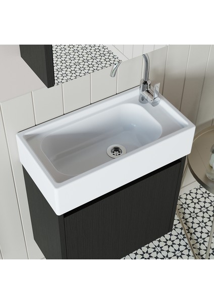 Ayaksız Tek Kapaklı Lavabolu 50 cm Banyo Dolabı