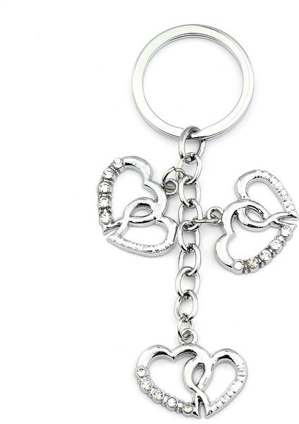 Metalik Taşlı Kalp Figürlü Anahtarlık Newlife