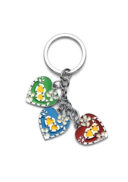 Çiçek Desenli Kalp Figürlü Anahtarlık Newlife