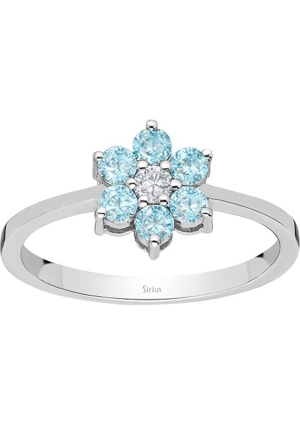 Pırlanta ve Sky Blue Topaz Taşlı Papatya Yüzük 0417R0315 fiyatları