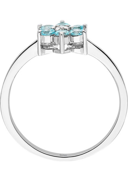 Pırlanta ve Sky Blue Topaz Taşlı Papatya Yüzük 0417R0315 modelleri
