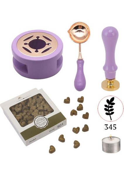 Davetiye Mum Mühürü Uygulama Seti Lavanta Renk 345 Bahar Dalı