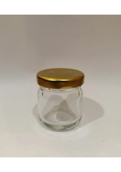 40 Cc Şeffaf Cam Sarı Kapak Kavanoz, Mini Kavanoz, Bal Kavanozu, Süs Kavanozu 50 Adet