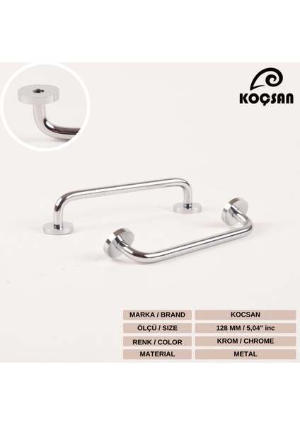 Efsun Kulp Lüks Country Mutfak Mobilya Dolap Çekmece Kulpu Krom 128 mm fiyatları