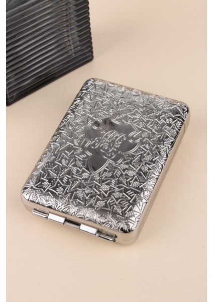 Işlemeli Retro Tasarım Metal Sigara Tabakası Gümüş Renk