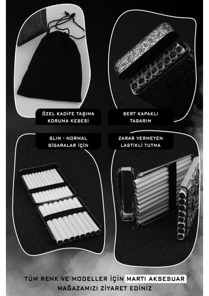 Işlemeli Retro Tasarım Metal Sigara Tabakası Gümüş Renk