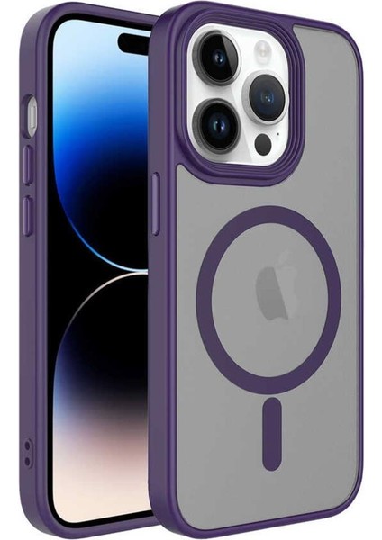 Apple iPhone 13 Pro Max Kılıf Mat Arka Yüzey Wireless Şarj Özellikli Flet Magsafe Kapak