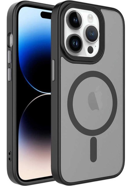Apple iPhone 13 Pro Max Kılıf Mat Arka Yüzey Wireless Şarj Özellikli Flet Magsafe Kapak