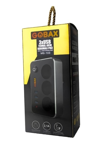 Akım Korumalı Akıllı Priz Termal Akım Korumalı 3 x Ledli Usb 3x Priz 2 M Uzatmalı Çocuk Korumalı