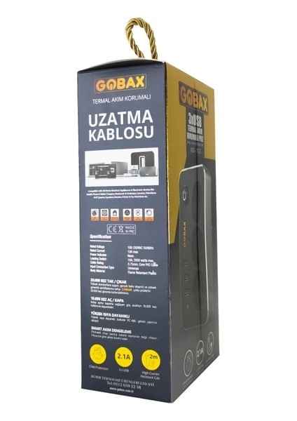 Akım Korumalı Akıllı Priz Termal Akım Korumalı 3 x Ledli Usb 3x Priz 2 M Uzatmalı Çocuk Korumalı