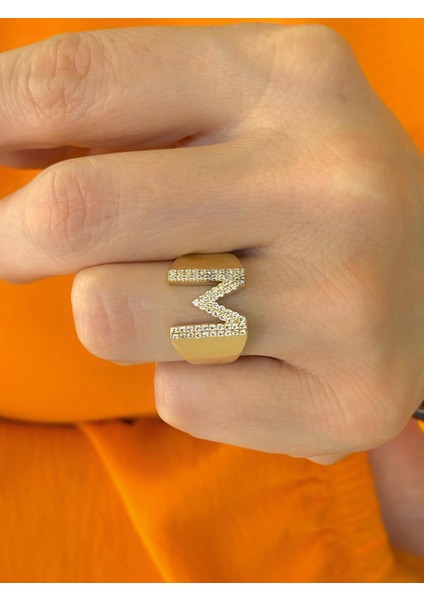 14 Ayar Altın M Harfli Üst Kalite Trend Harf Yüzük fiyatları