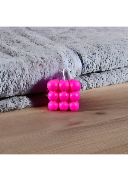 Dekoratif Pembe Bubble Mum %100 Alman Soya Wax