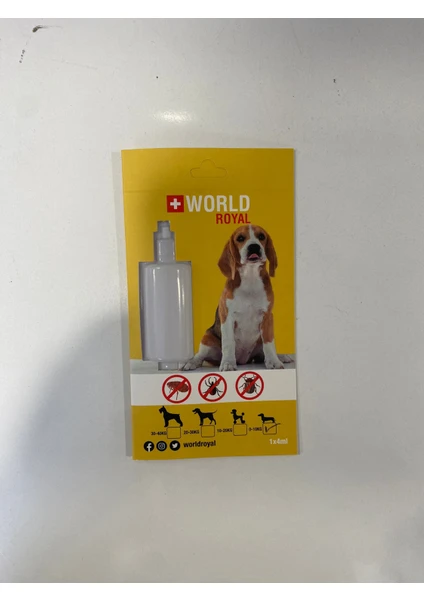 World Royal Köpek Ense Dış Paraz.t Etkili Bit Pire Kene Deri Bakımı Yağı 30-40 kg 5ml