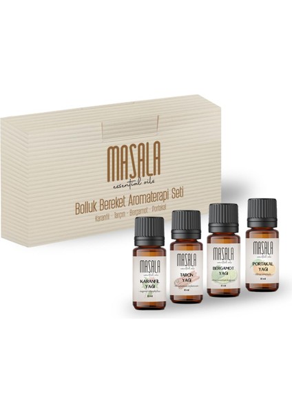 Bolluk Bereket Aromaterapi Seti - Blessing Aromatherapy Kit (Tarçın-Karanfil-Portakal-Bergamot Yağı ) 4 x 10 ml