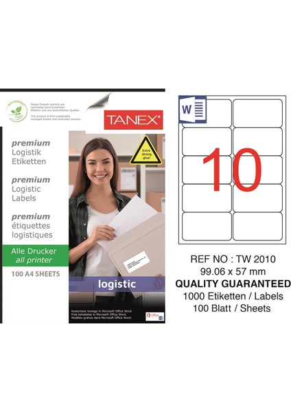 TW-2010 Sevkiyat ve Lojistik Etiketi 99,06X57 mm