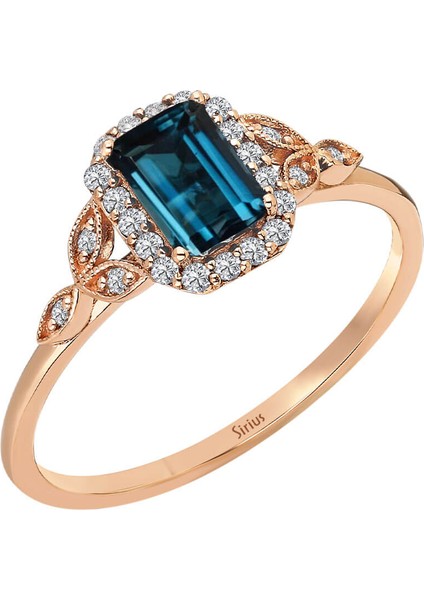 Pırlanta ve London Blue Topaz Taşlı Riga Yüzük 0417R0308