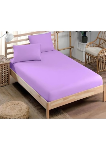 Pamuklu Ranforce Kumaş Lastikli Fitted Yastıklı Çarşaf Seti (Tüm Ebatlar) Lila