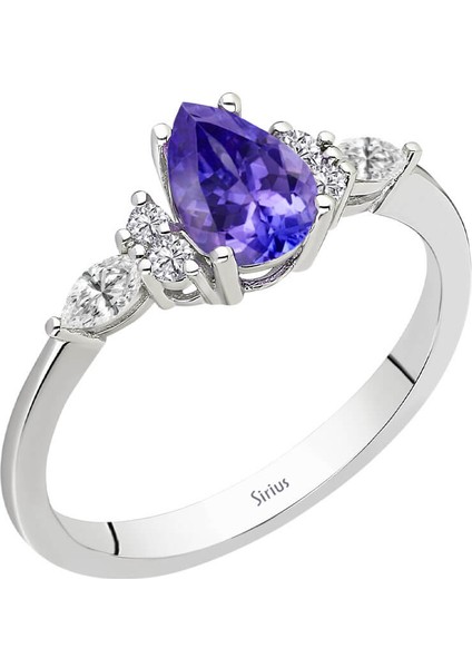 Markiz Pırlanta ve Damla Tanzanit Taşlı Modern Yüzük