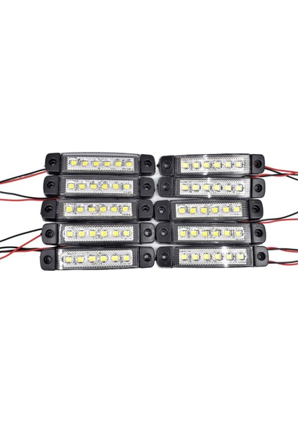 10 Adet Beyaz Parmak Lamba 6 LED Su Geçirmez 12V 24V Emir