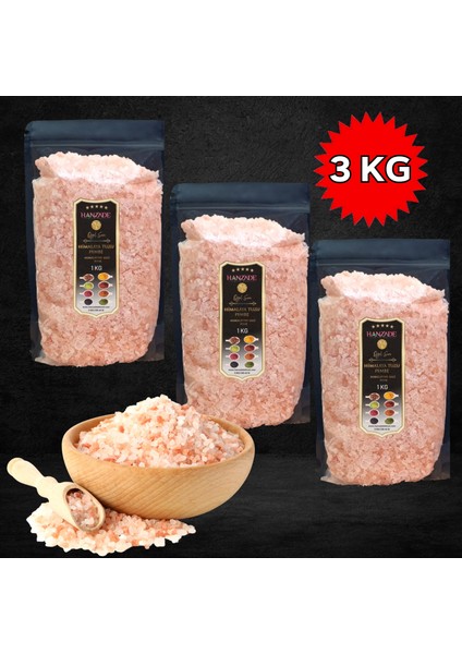 Pembe Himalaya Tuzu Granül Tane 1 kg x 3 Adet