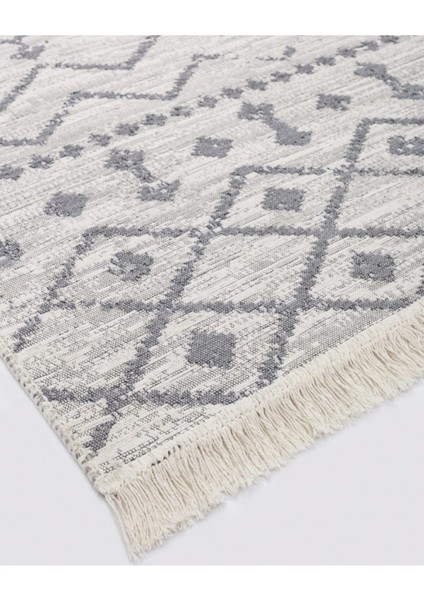 Bohem Serisi Çift Taraflı Iskandinav Dokuma Pamuklu Kilim Gri modelleri