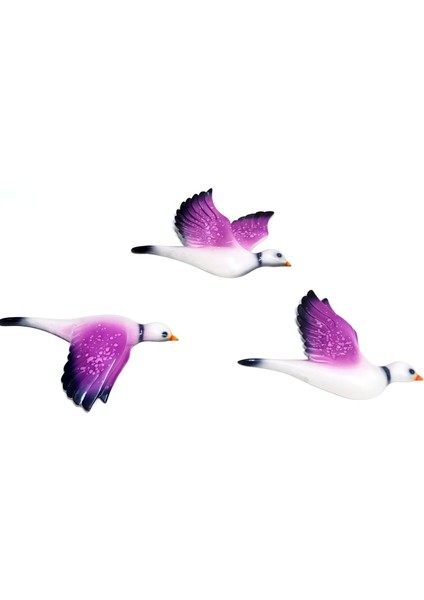 Seramik Üçlü Dekoratif Mor Renk Martı Duvar Süsü fiyatları