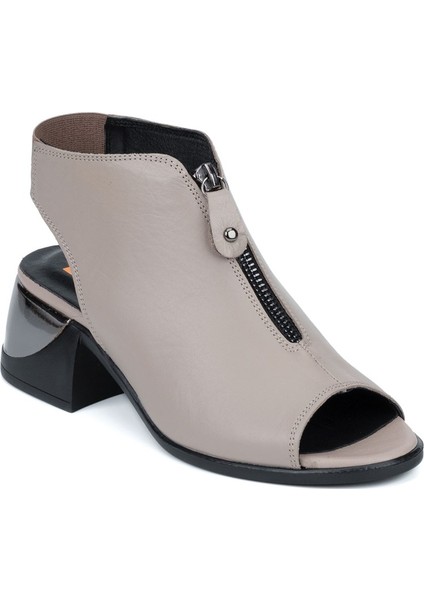 Kadın Hakiki Deri Siyah Klasik Topuklu Fermuarlı Sandalet fırsatları