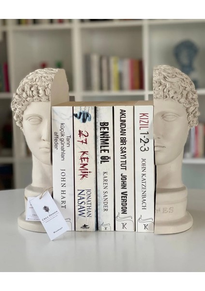 Ev Dekor Dekoratif Hermes Kitap Tutucu Beyaz Biblo Büst Heykel Kitaplık Aksesuar