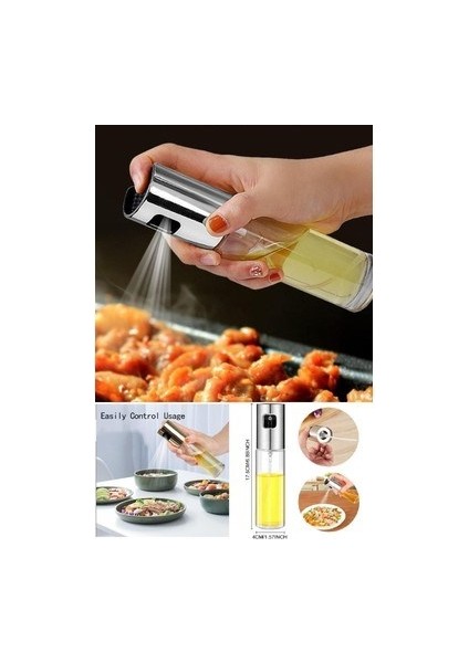 Sprey Yağdanlık Huni Hediyeli Sprey Cam Şişe Zeytinyağı, Sirke, Yağ Püskürtücü Yağdanlık 100 ml
